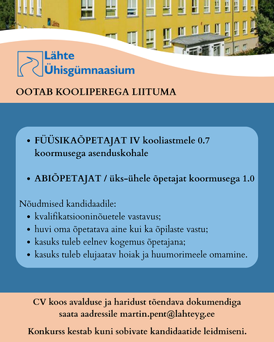 Otsime oma kooliperre uusi petajaid! 