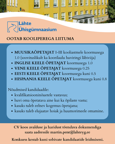 Otsime oma kooliperre uusi petajaid! 
